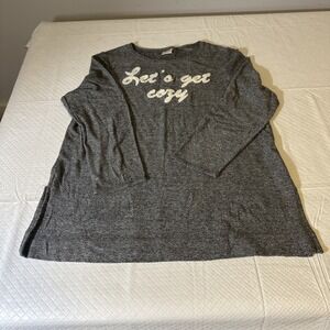 Chico's Zenergy Lounge Sweater Tunic Womens XL Gray Let's Get Cozy Long Sleeve‎